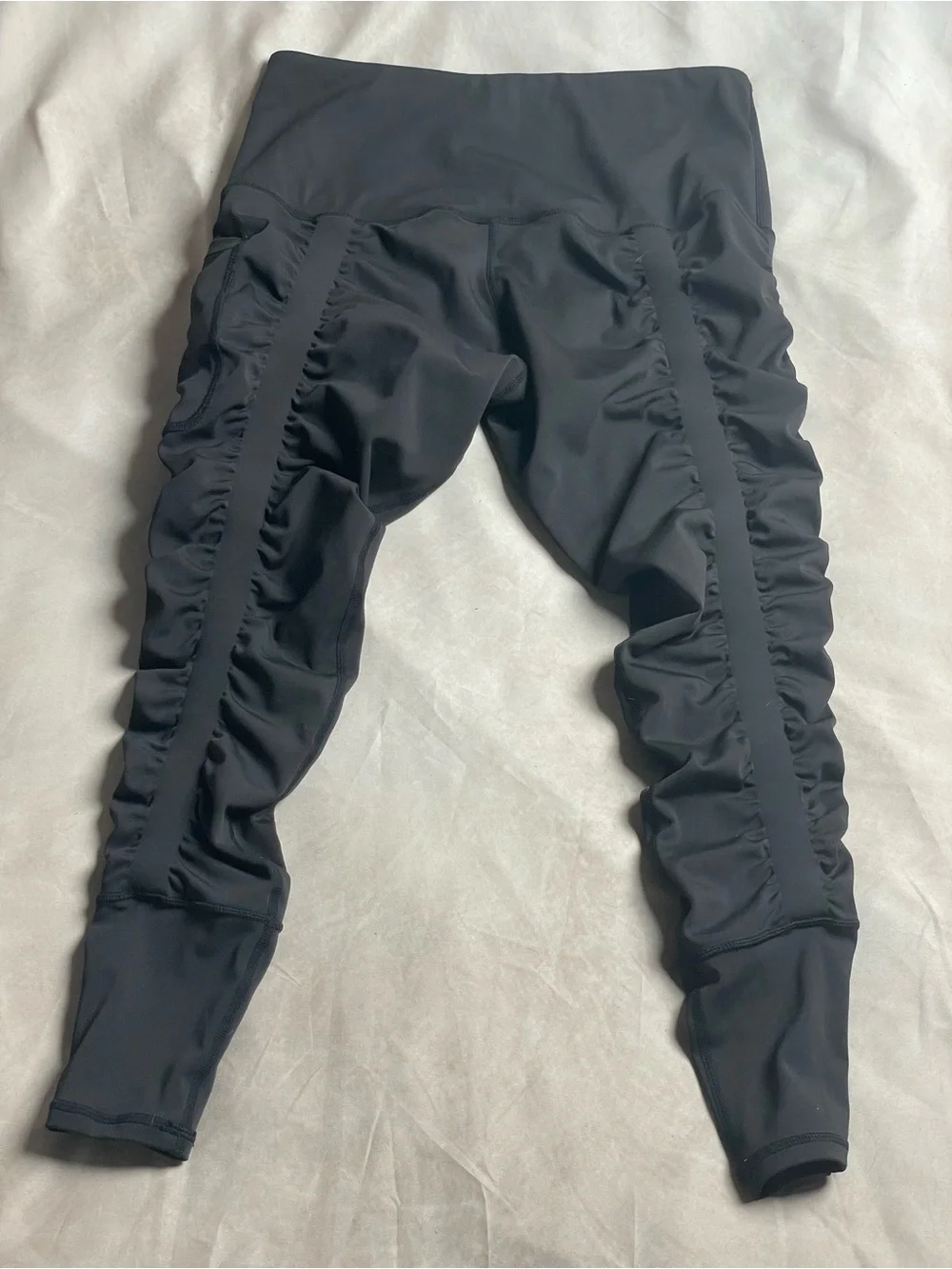 SKINNIFY Black Ruched High-Waist Skinny Pants